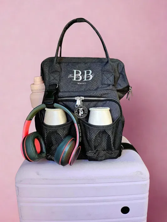 Dark grey Moxipak dance bag with dance accessories
