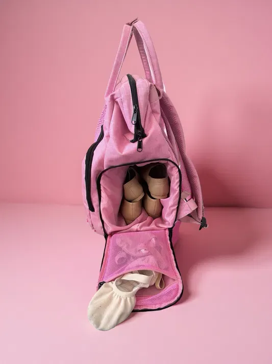 Pink InStudio dance backpack with separate shoe compartment